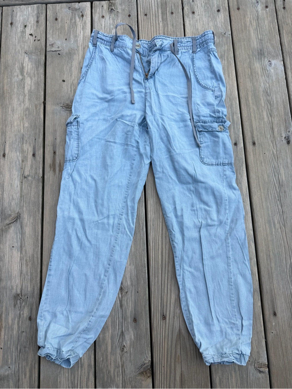 Light Blue Women's Cargo Ankle Pants